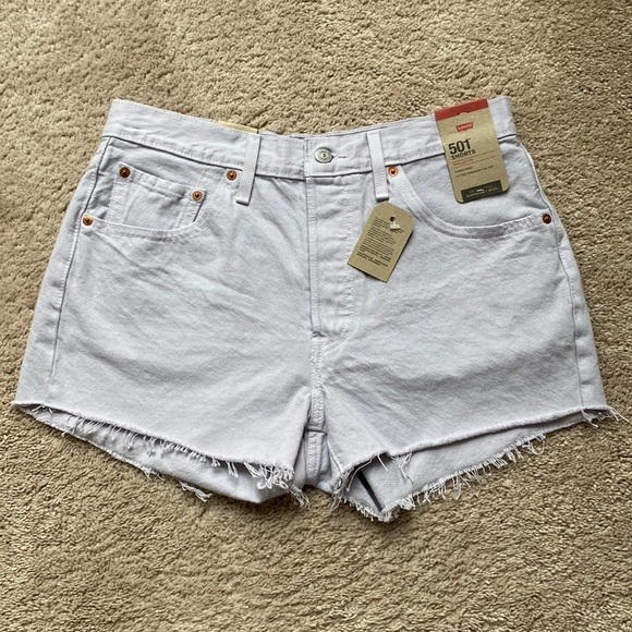 Levi’s 501 Shorts High Rise Cutoffs Denim 100% Cotton Washed Lilac Size 32 - Picture 4 of 15